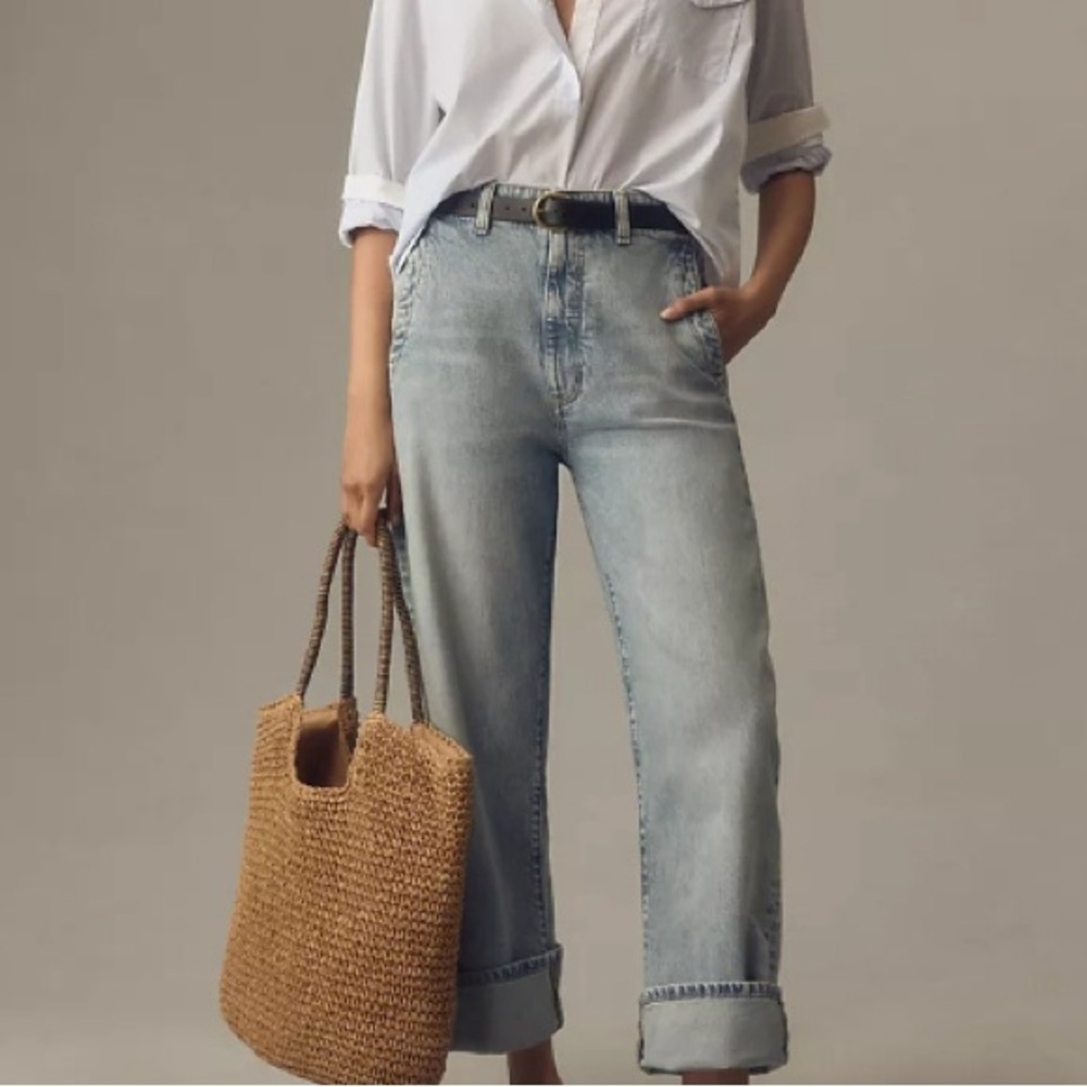 Light Blue Cuffed Pilcro Jeans - Picture 1 of 7